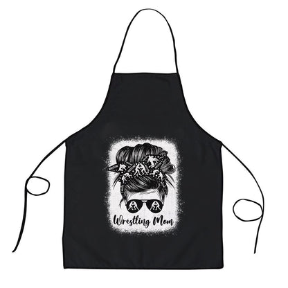 Mother's Day Apron, Wrestling Mom Messy Bun Wrestle Wrestler Mothers Day Apron, Mom Gift, Mother's Day Gift, Funny Apron For Women