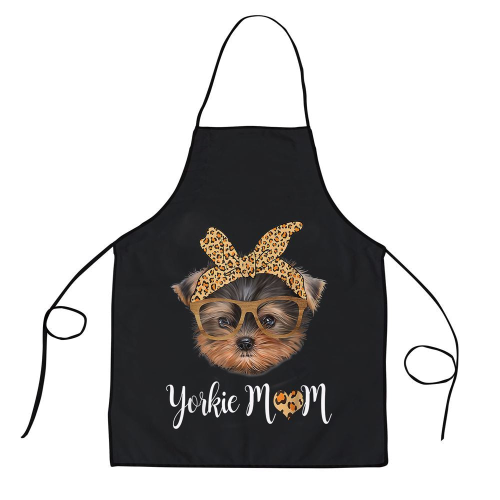 Mother's Day Apron, Yorkie Mom Yorkshire Leopard Dog Lovers Mothers Day 2024 Apron, Mom Gift, Mother's Day Gift, Funny Apron For Women