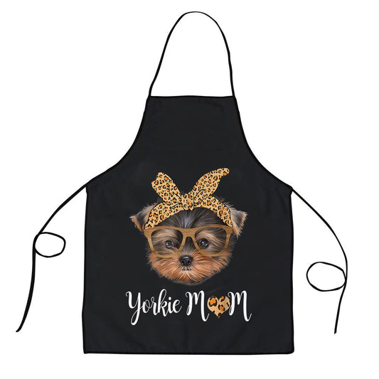 Mother's Day Apron, Yorkie Mom Yorkshire Leopard Dog Lovers Mothers Day 2024 Apron, Mom Gift, Mother's Day Gift, Funny Apron For Women