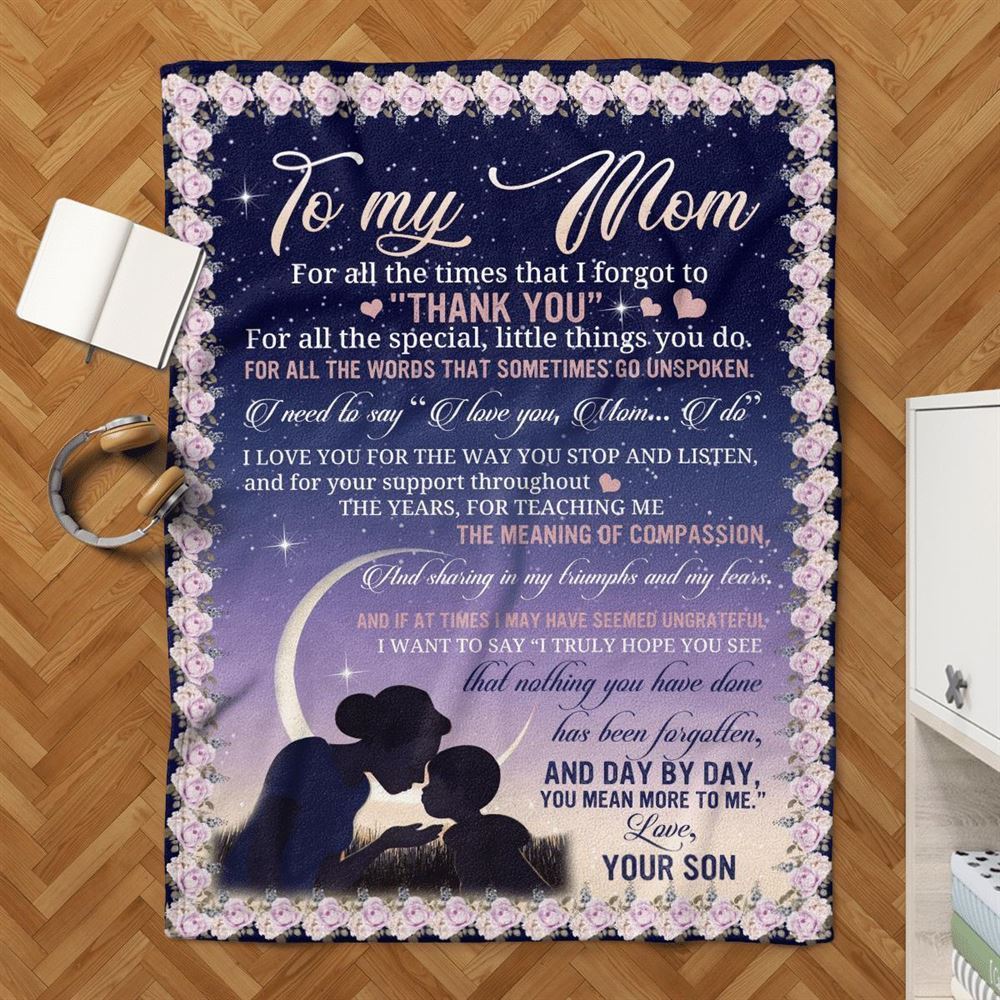 Mother's Day Blanket For Mom Day By Day You Mean More To Me Blanket From Son, Birthday Gift