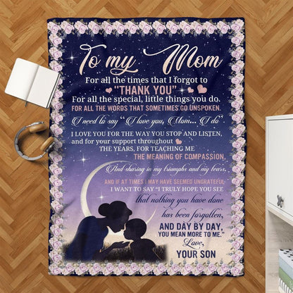 Mother's Day Blanket For Mom Day By Day You Mean More To Me Blanket From Son, Birthday Gift