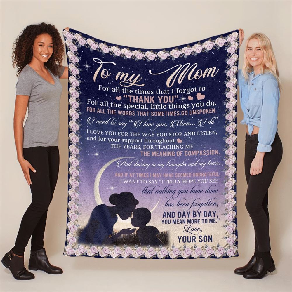 Mother's Day Blanket For Mom Day By Day You Mean More To Me Blanket From Son, Birthday Gift