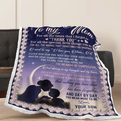 Mother's Day Blanket For Mom Day By Day You Mean More To Me Blanket From Son, Birthday Gift
