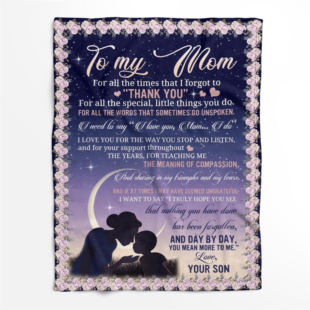 Mother's Day Blanket For Mom Day By Day You Mean More To Me Blanket From Son, Birthday Gift