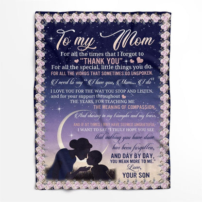Mother's Day Blanket For Mom Day By Day You Mean More To Me Blanket From Son, Birthday Gift
