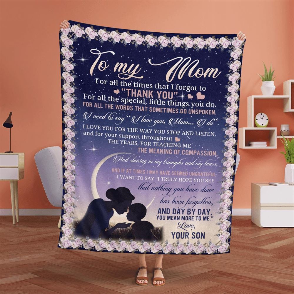 Mother's Day Blanket For Mom Day By Day You Mean More To Me Blanket From Son, Birthday Gift