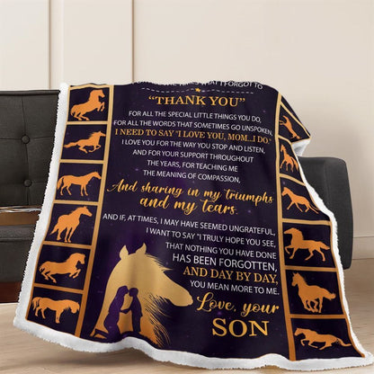 Mother's Day Blanket For Mom For All The Times That I Forgot To Thank You Blanket Horse Blanket, Birthday Gift