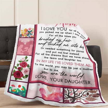 Mother's Day Blanket For Mom I Love You For All The Times Blanket From Daughter, Birthday Gift