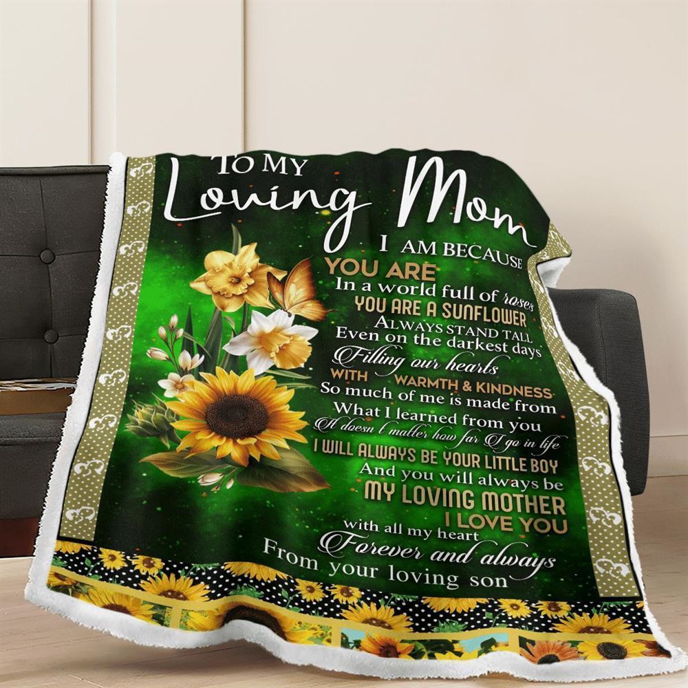 Mother's Day Blanket For Mom I Love You With All My Heart Blanket From Son, Birthday Gift