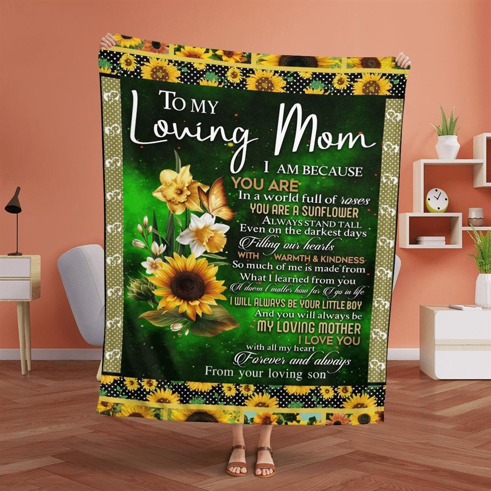 Mother's Day Blanket For Mom I Love You With All My Heart Blanket From Son, Birthday Gift