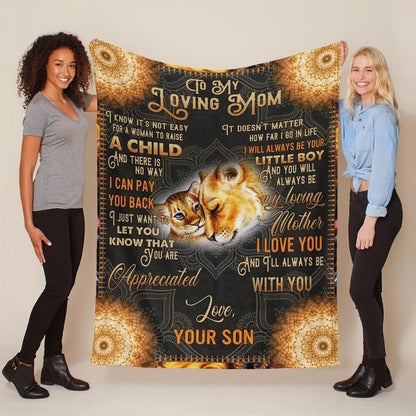 Mother's Day Blanket For Mom It'S Not Easy For A Woman To Raise A Child Lion Blanket From Son, Birthday Gift