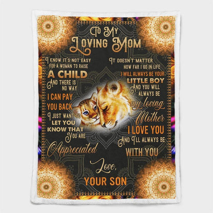 Mother's Day Blanket For Mom It'S Not Easy For A Woman To Raise A Child Lion Blanket From Son, Birthday Gift