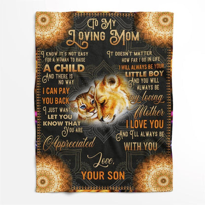 Mother's Day Blanket For Mom It'S Not Easy For A Woman To Raise A Child Lion Blanket From Son, Birthday Gift