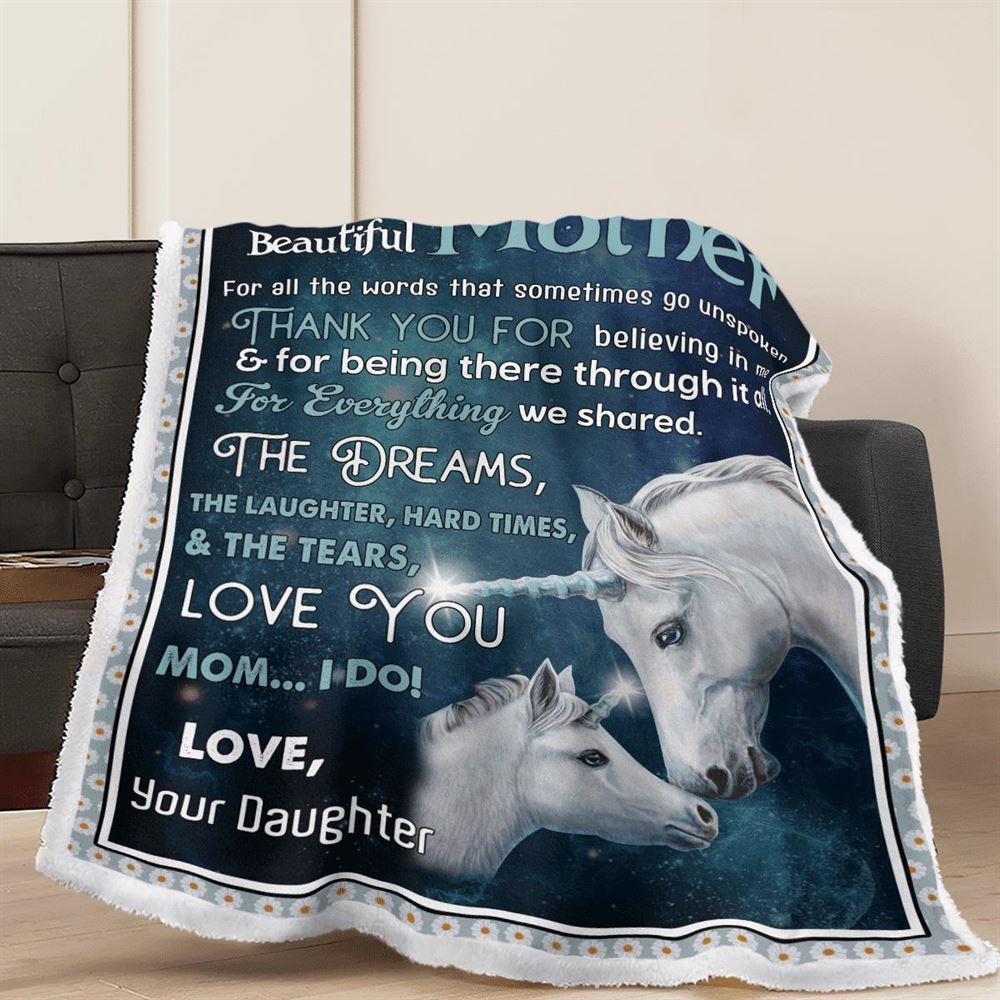 Mother's Day Blanket For Mom Mother Thanks For Believing In Me Horse Blanket From Daughter, Birthday Gift