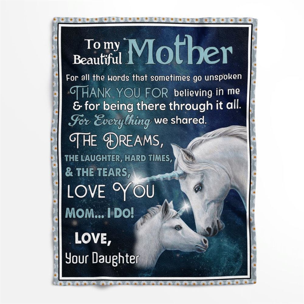 Mother's Day Blanket For Mom Mother Thanks For Believing In Me Horse Blanket From Daughter, Birthday Gift