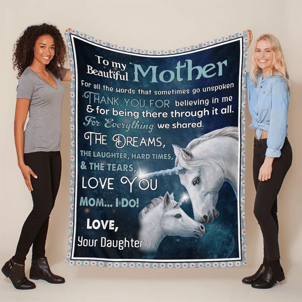 Mother's Day Blanket For Mom Mother Thanks For Believing In Me Horse Blanket From Daughter, Birthday Gift