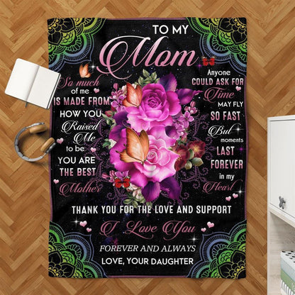Mother's Day Blanket For Mom Thanks For The Love & Support Blanket From Daughter, Birthday Gift