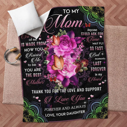 Mother's Day Blanket For Mom Thanks For The Love & Support Blanket From Daughter, Birthday Gift