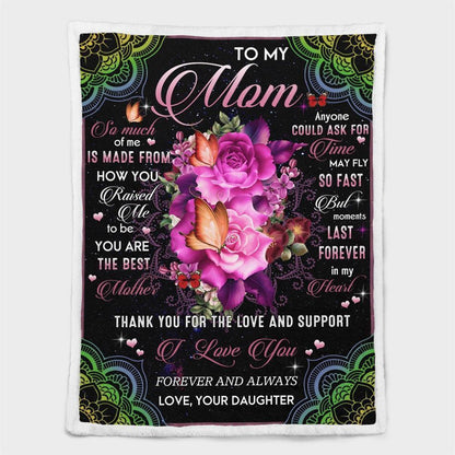 Mother's Day Blanket For Mom Thanks For The Love & Support Blanket From Daughter, Birthday Gift