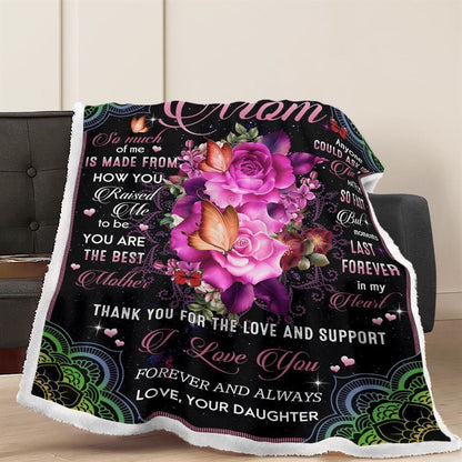 Mother's Day Blanket For Mom Thanks For The Love & Support Blanket From Daughter, Birthday Gift