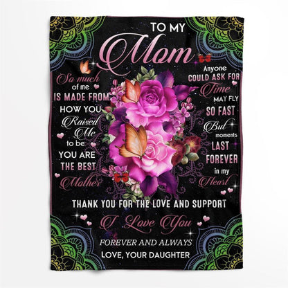Mother's Day Blanket For Mom Thanks For The Love & Support Blanket From Daughter, Birthday Gift