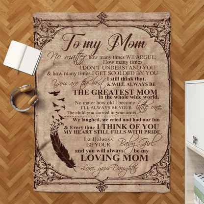 Mother's Day Blanket For Mom You Will Always Be The Greatest Mom In The World Blanket From Daughter, Birthday Gift