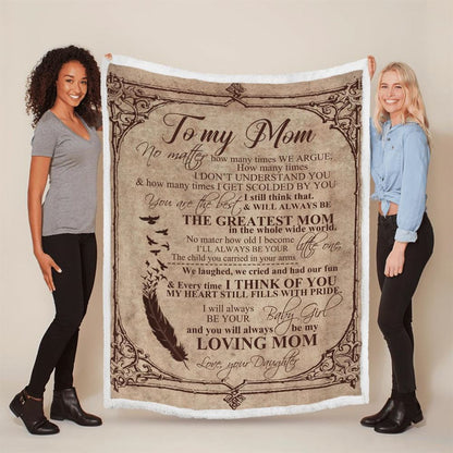 Mother's Day Blanket For Mom You Will Always Be The Greatest Mom In The World Blanket From Daughter, Birthday Gift