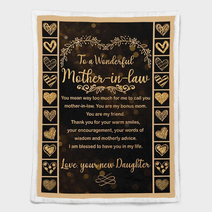 Mother's Day Blanket For Mother-In-Law I Am Blessed To Have You In My Life Blanket Mother-In-Law, Birthday Gift