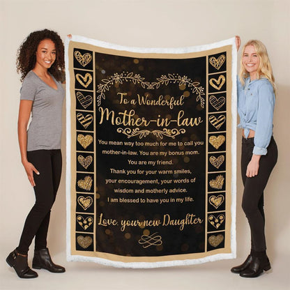 Mother's Day Blanket For Mother-In-Law I Am Blessed To Have You In My Life Blanket Mother-In-Law, Birthday Gift