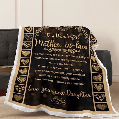 Mother's Day Blanket For Mother-In-Law I Am Blessed To Have You In My Life Blanket Mother-In-Law, Birthday Gift