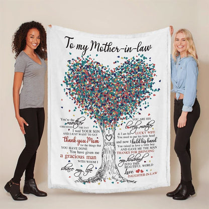 Mother's Day Blanket For Mother-In-Law Thanks For Bringing My Husband Into This World Blanket Mother-In-Law, Birthday Gift