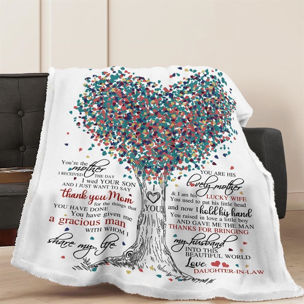 Mother's Day Blanket For Mother-In-Law Thanks For Bringing My Husband Into This World Blanket Mother-In-Law, Birthday Gift