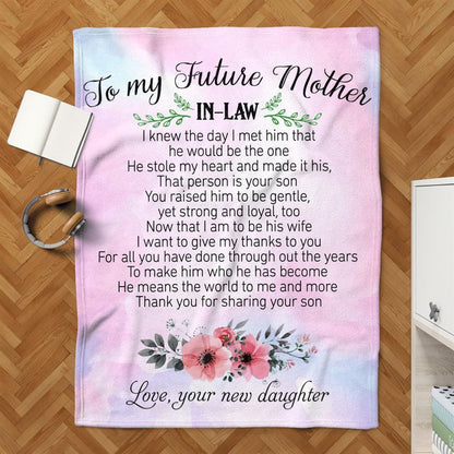 Mother's Day Blanket For Mother-In-Law Thanks For Sharing Your Son Blanket Mother-In-Law, Birthday Gift