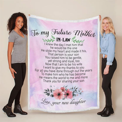 Mother's Day Blanket For Mother-In-Law Thanks For Sharing Your Son Blanket Mother-In-Law, Birthday Gift