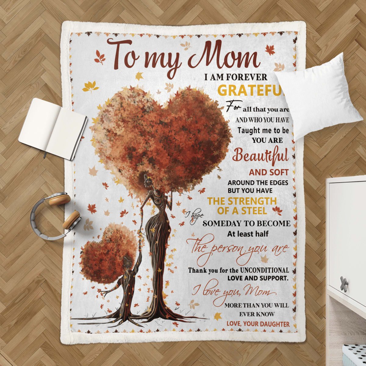 Mother's Day Daughter To Mom Blanket For Black Mom Art Fleece Blanket, Birthday Gift