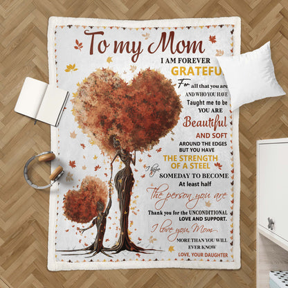 Mother's Day Daughter To Mom Blanket For Black Mom Art Fleece Blanket, Birthday Gift