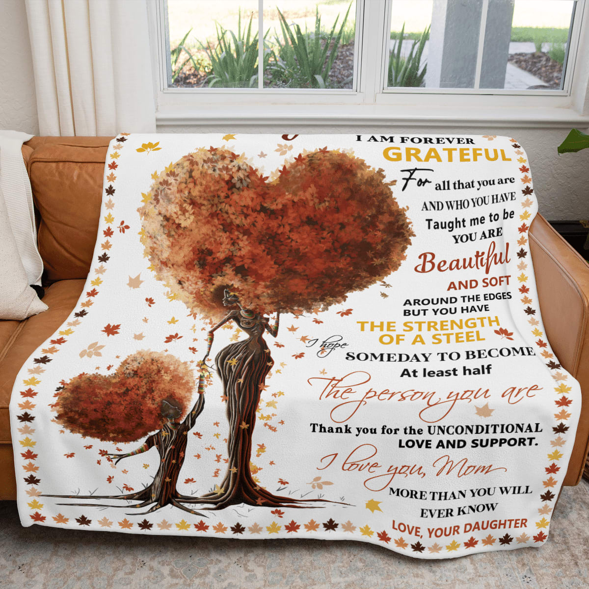 Mother's Day Daughter To Mom Blanket For Black Mom Art Fleece Blanket, Birthday Gift