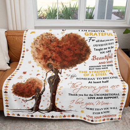 Mother's Day Daughter To Mom Blanket For Black Mom Art Fleece Blanket, Birthday Gift