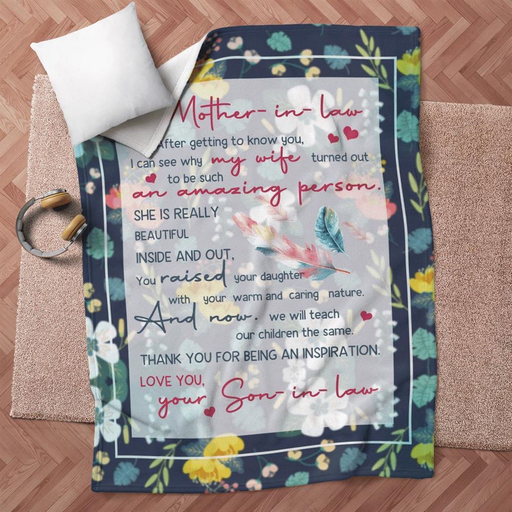 Mother's Day Gift For Mother-In-Law Blanket Thanks For Being An Inspiration Blanket Mother's Day-In-Law Blanket, Birthday Gift