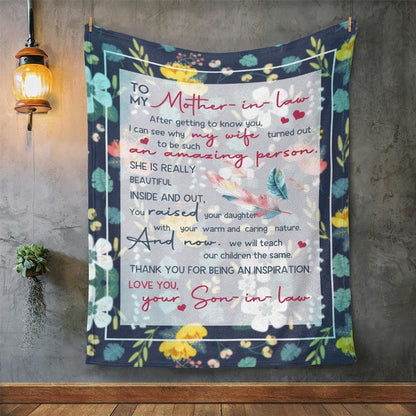 Mother's Day Gift For Mother-In-Law Blanket Thanks For Being An Inspiration Blanket Mother's Day-In-Law Blanket, Birthday Gift