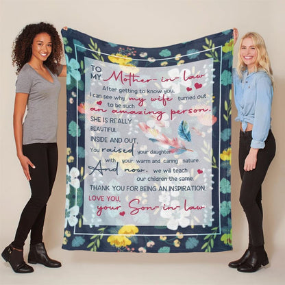 Mother's Day Gift For Mother-In-Law Blanket Thanks For Being An Inspiration Blanket Mother's Day-In-Law Blanket, Birthday Gift