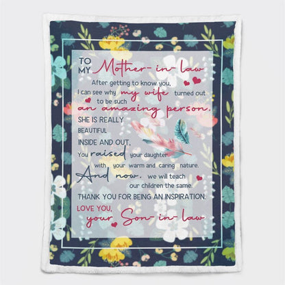 Mother's Day Gift For Mother-In-Law Blanket Thanks For Being An Inspiration Blanket Mother's Day-In-Law Blanket, Birthday Gift
