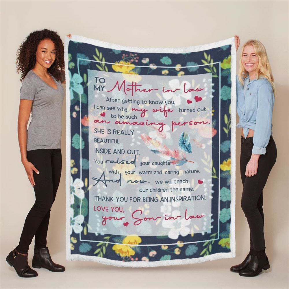 Mother's Day Gift For Mother-In-Law Blanket Thanks For Being An Inspiration Blanket Mother's Day-In-Law Blanket, Birthday Gift