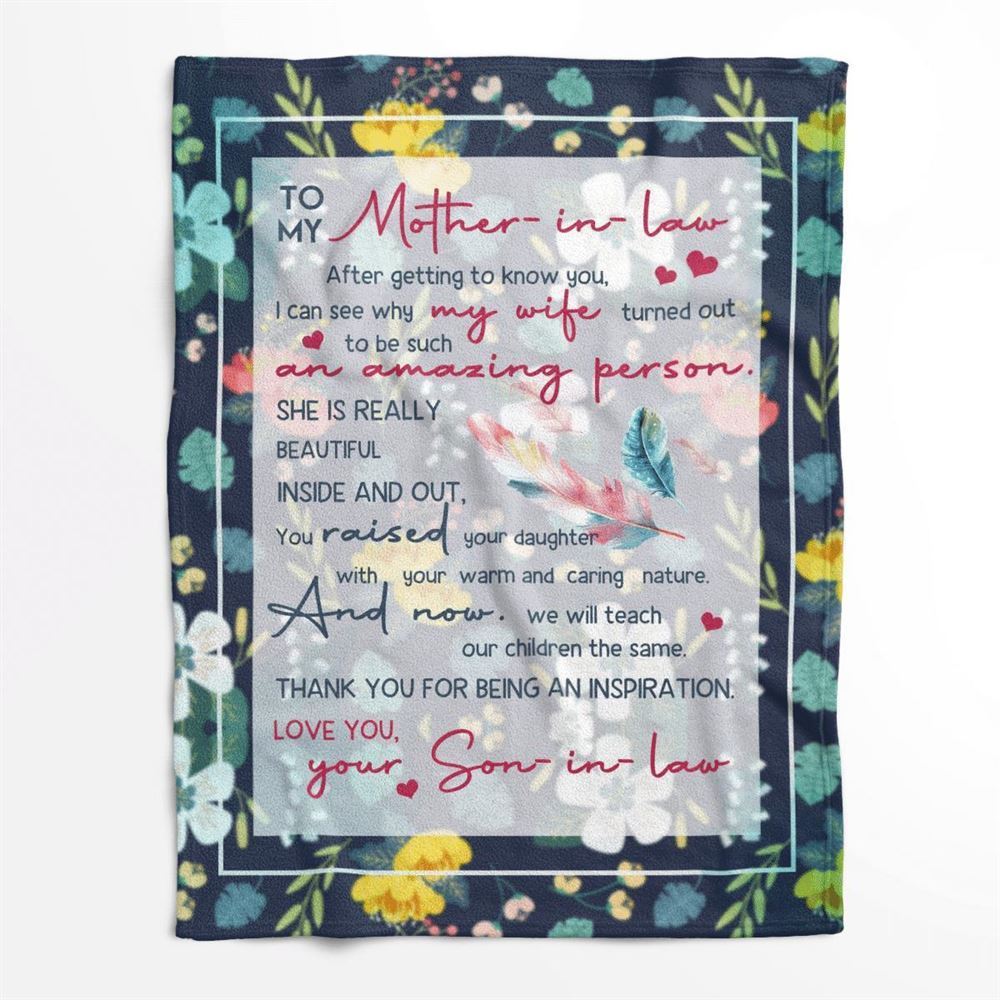 Mother's Day Gift For Mother-In-Law Blanket Thanks For Being An Inspiration Blanket Mother's Day-In-Law Blanket, Birthday Gift