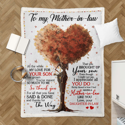 Mother's Day Mother In Law Blanket For Black Mother In Law Art Fleece Blanket, Birthday Gift