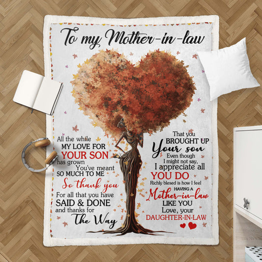 Mother's Day Mother In Law Blanket For Black Mother In Law Art Fleece Blanket, Birthday Gift