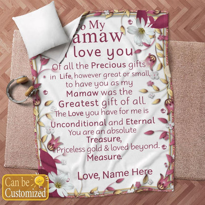 Mother's Day Personalized Blanket For Grandma Mamaw Have You As My Mamaw Was The Greatest Gift Of All Blanket Gift For Grandma, Birthday Gift