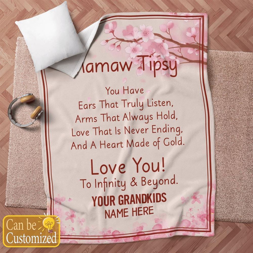 Mother's Day Personalized Blanket For Grandma Mawma Tipsy Love You To Infinity & Beyond Blanket Gift For Grandma, Birthday Gift