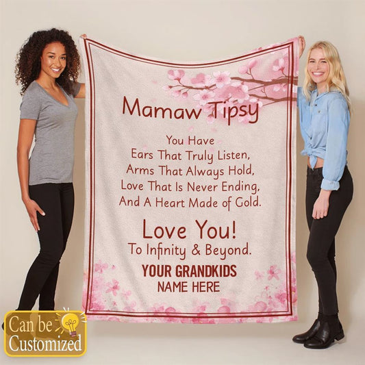 Mother's Day Personalized Blanket For Grandma Mawma Tipsy Love You To Infinity & Beyond Blanket Gift For Grandma, Birthday Gift