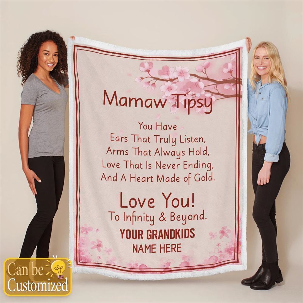 Mother's Day Personalized Blanket For Grandma Mawma Tipsy Love You To Infinity & Beyond Blanket Gift For Grandma, Birthday Gift